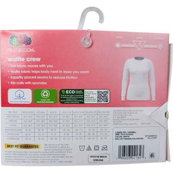 Fruit of the Loom EverSoft Women's Waffle Crew Shirt Size White 3X (22) NEW - Picture 8 of 11